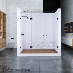מקלחון חזית לפי מידה קבוע ושתי דלתות פתיחה 8 ממ פרזול שחור