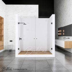 מקלחון חזית לפי מידה שתי דלתות IN/OUT  צירים שחורים