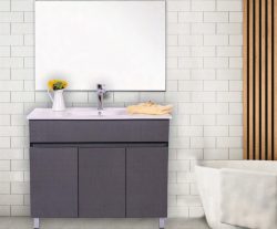 ארון אמבטיה עומד פורמייקה דגם מיתר כולל כיור ומראה