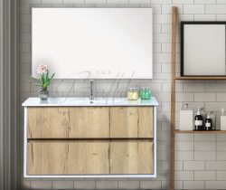 ארון אמבטיה תלוי פורמייקה דגם שני כולל כיור ומראה