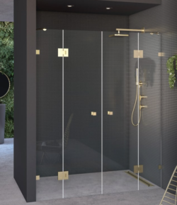 מקלחון חזית לפי מידה שני קבועים שתי דלתות 8 ממ צירים זהב מט