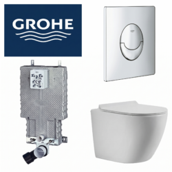 אסלה תלויה TAO כולל מיכל הדחה GROHE ולחצן מתאים